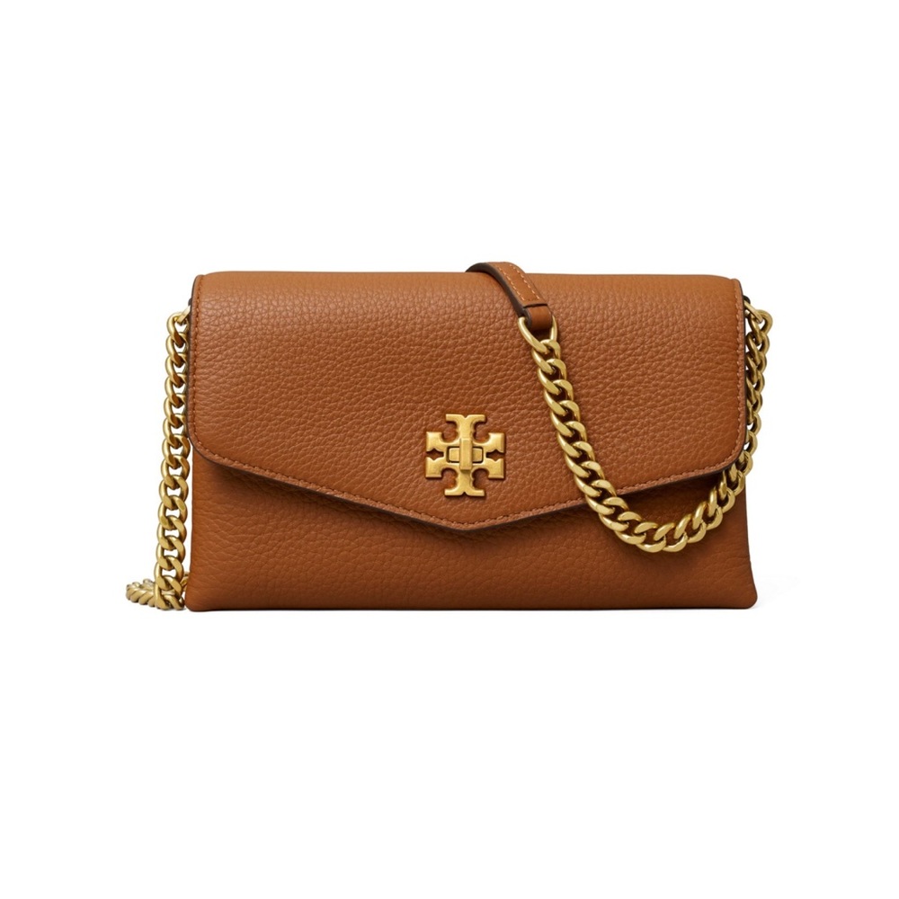 Tory Burch Kira Leather Wallet-on-Chain In Brown NWT